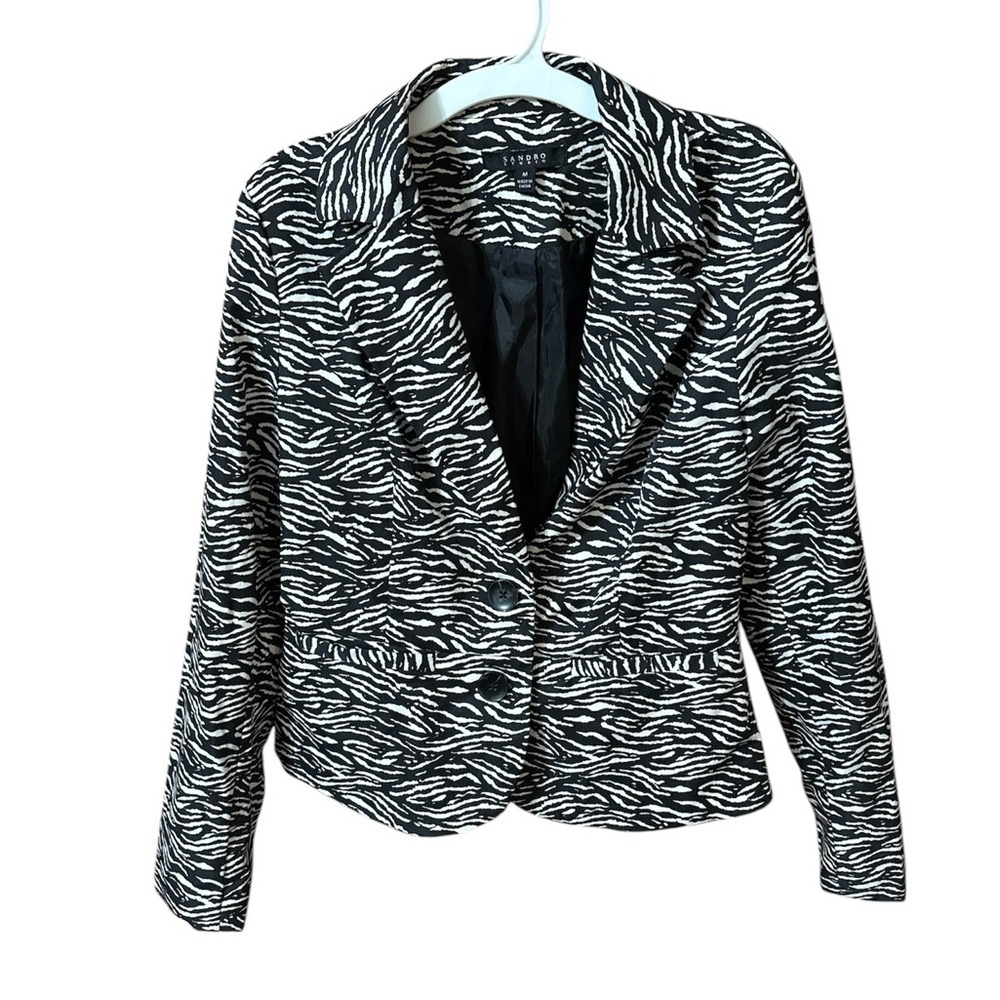 Sandro Black and White Zebra Print Blazer EUC Medium